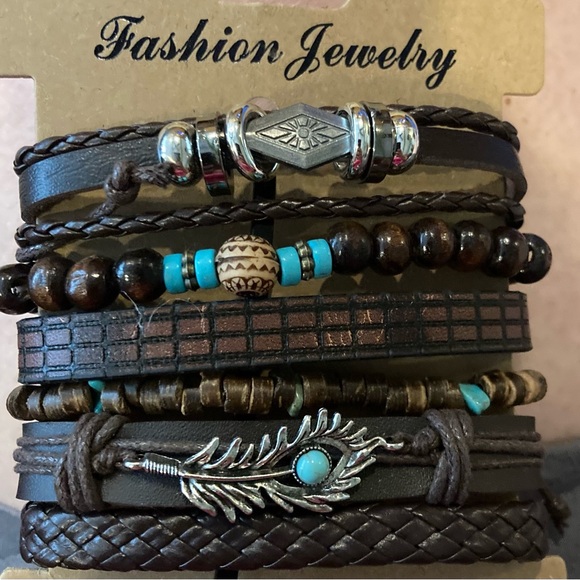 Jewelry - Hand Crafted Fashion Jewelry Adjustable Brown Bracelets Pack of Six